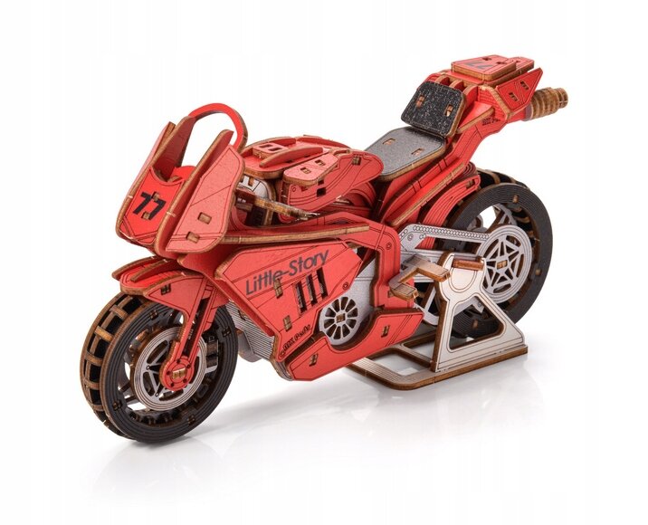 3D-Puzzle aus Holz - Rotes Grand-Prix-Motorrad Little Story E021R