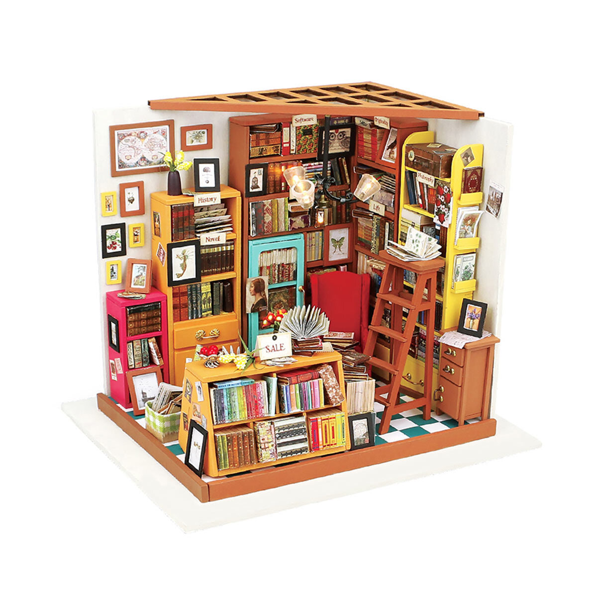 Casa em miniatura - Biblioteca de estudo de Sam Rolife DG102