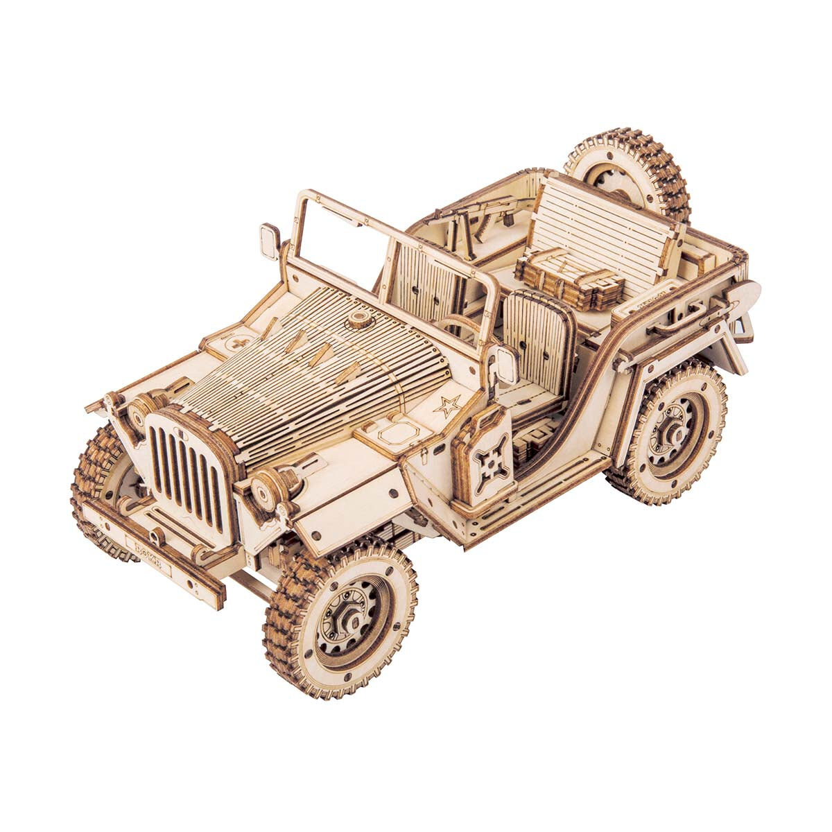 Dřevěné 3D puzzle - Model armádního džípu ROKR MC701