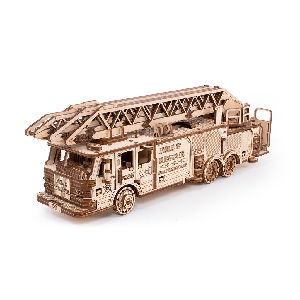 Dřevěné mechanické 3D puzzle - Hasičský vůz Eco Wood Art