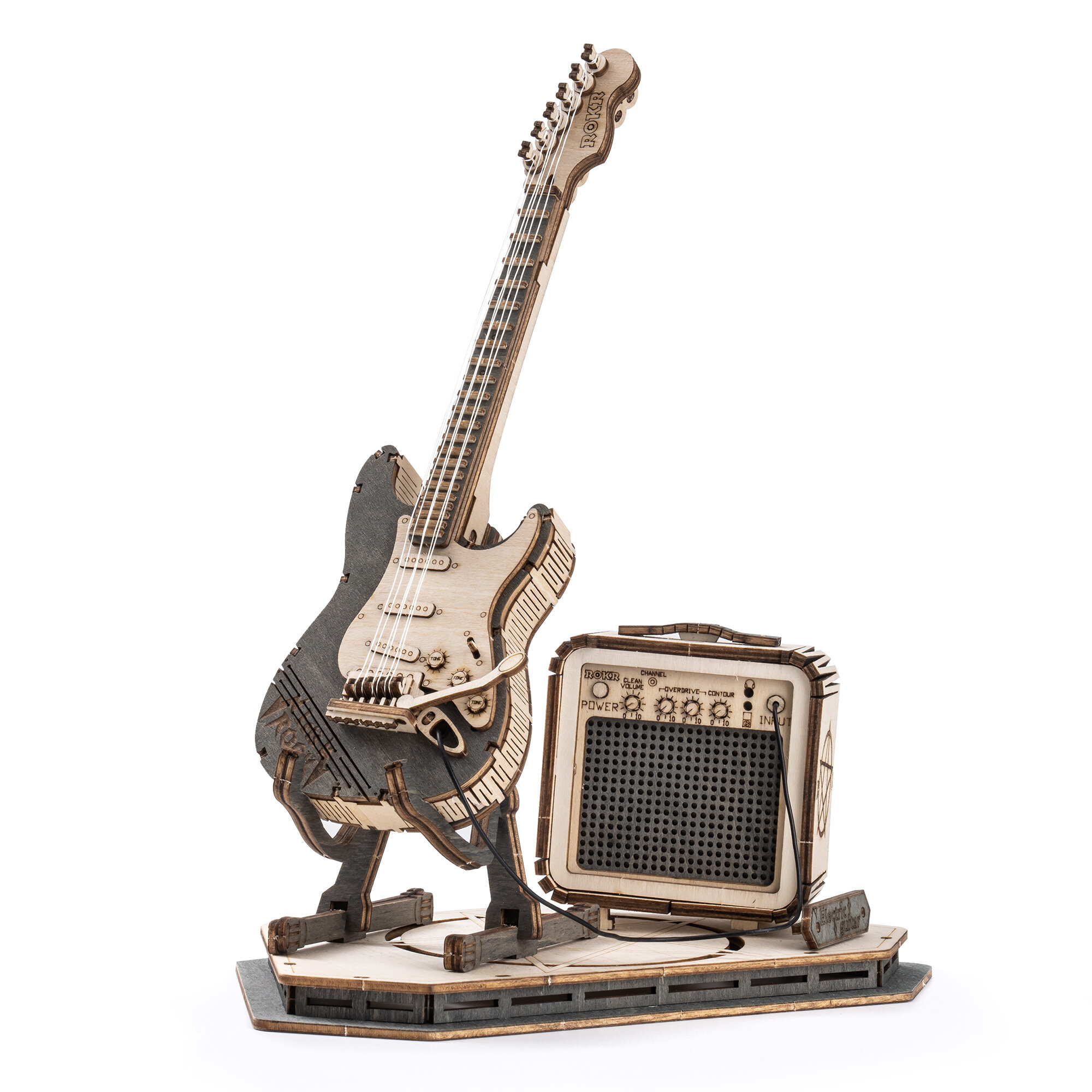 Houten 3D puzzel - Elektrische gitaar model ROKR TG605K