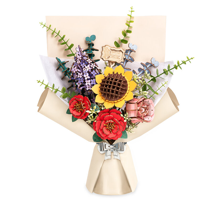Ξύλινο τρισδιάστατο παζλ - Μπουκέτο λουλούδια ROWOOD TW01H