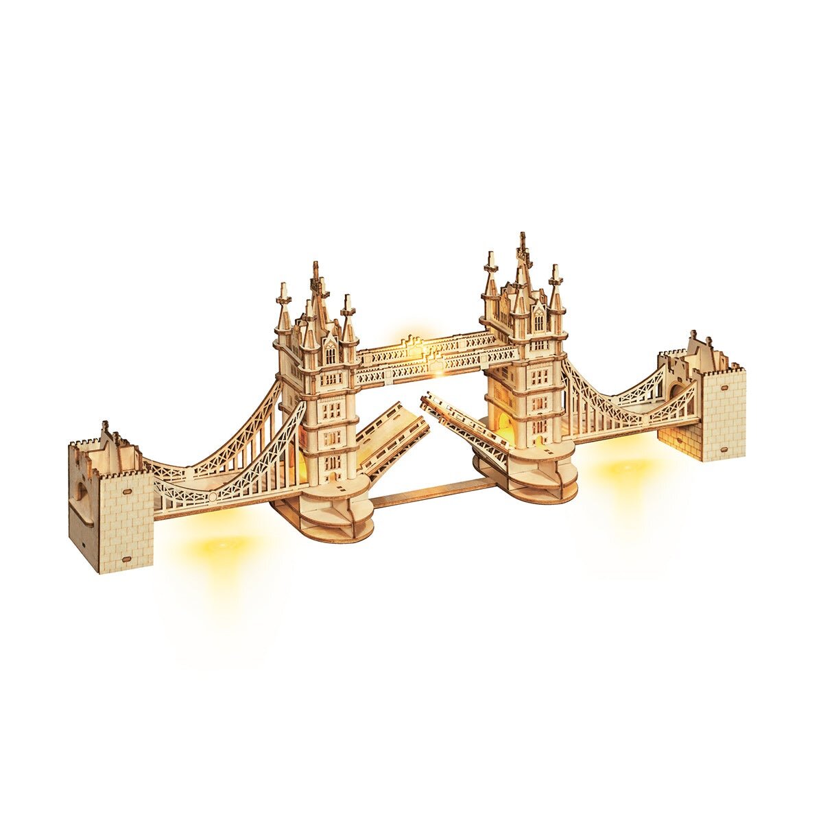 Medinė 3D dėlionė - Tower Bridge modelis su LED apšvietimu Rolife TG412