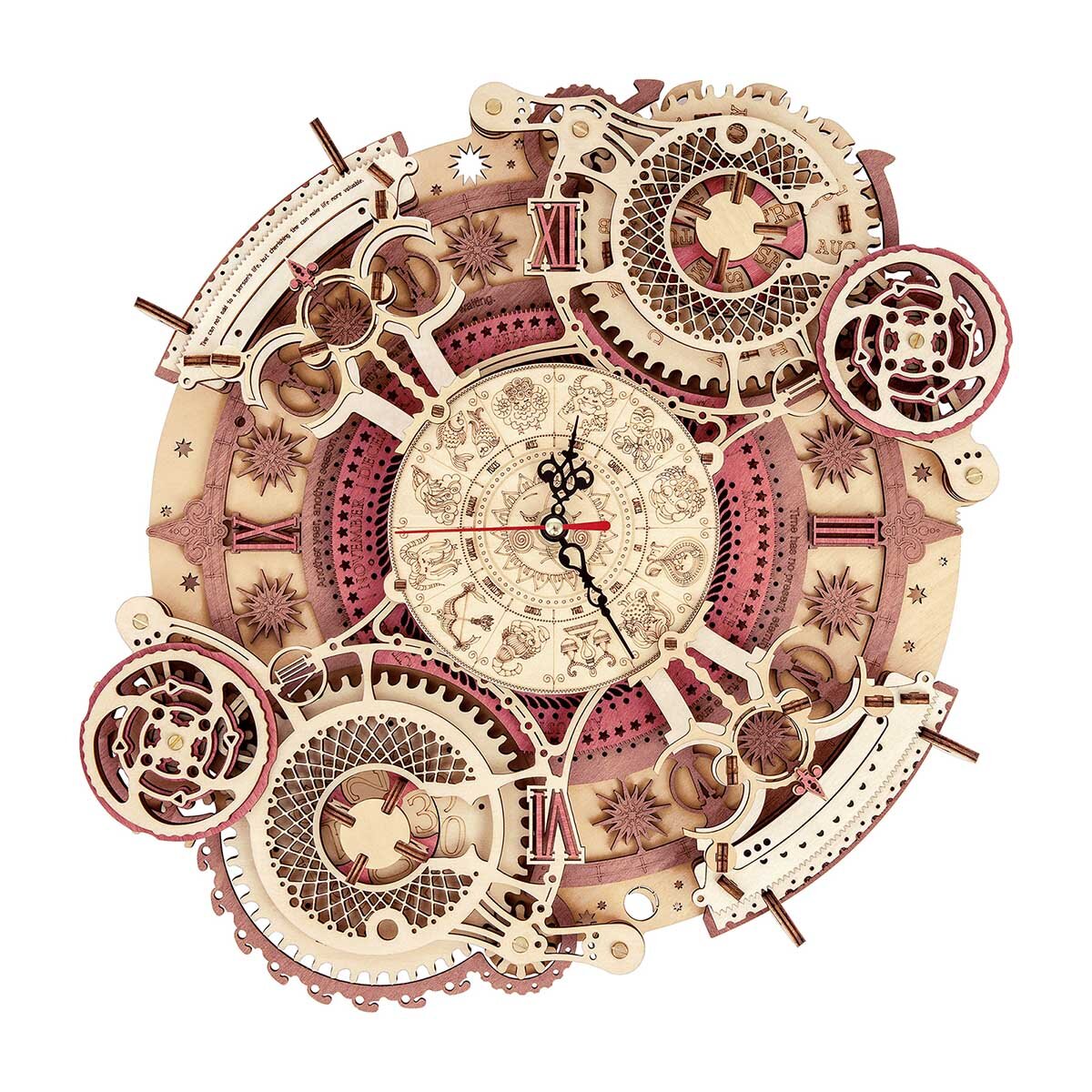 Medinė mechaninė 3D dėlionė - Sieninis laikrodis Zodiac ROKR LC601