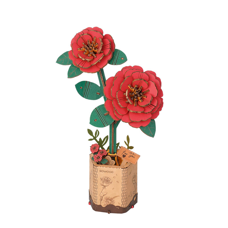 Puzzle 3D din lemn - Camellia rosie ROWOOD TW031