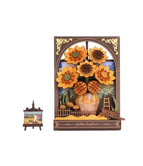 Puzzle di girasole in vetro colorato, puzzle con foto di girasole, arte Puzzle di girasole in vetro colorato, puzzle con foto di girasole, arte