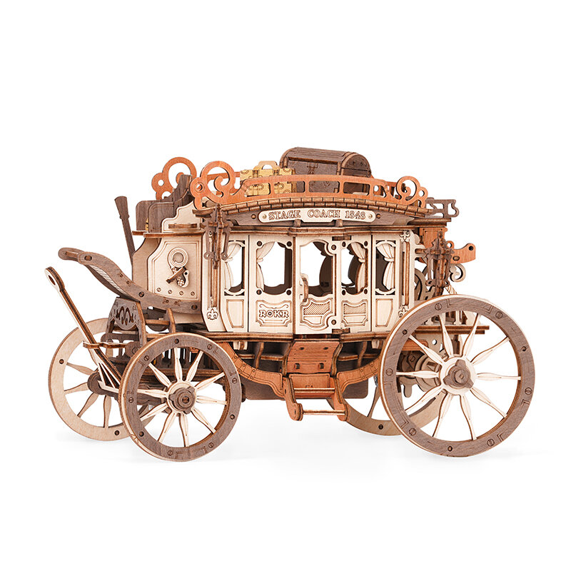 Puzzle 3D mecánico de madera - Stagecoach ROKR AMKA1