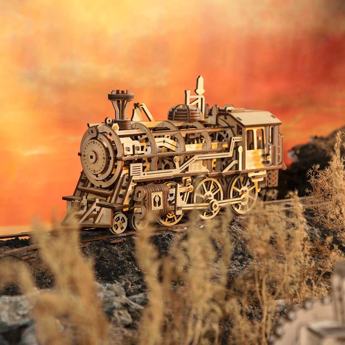 Puzzle 3D en bois - Maquette locomotive à vapeur ROKR MC501