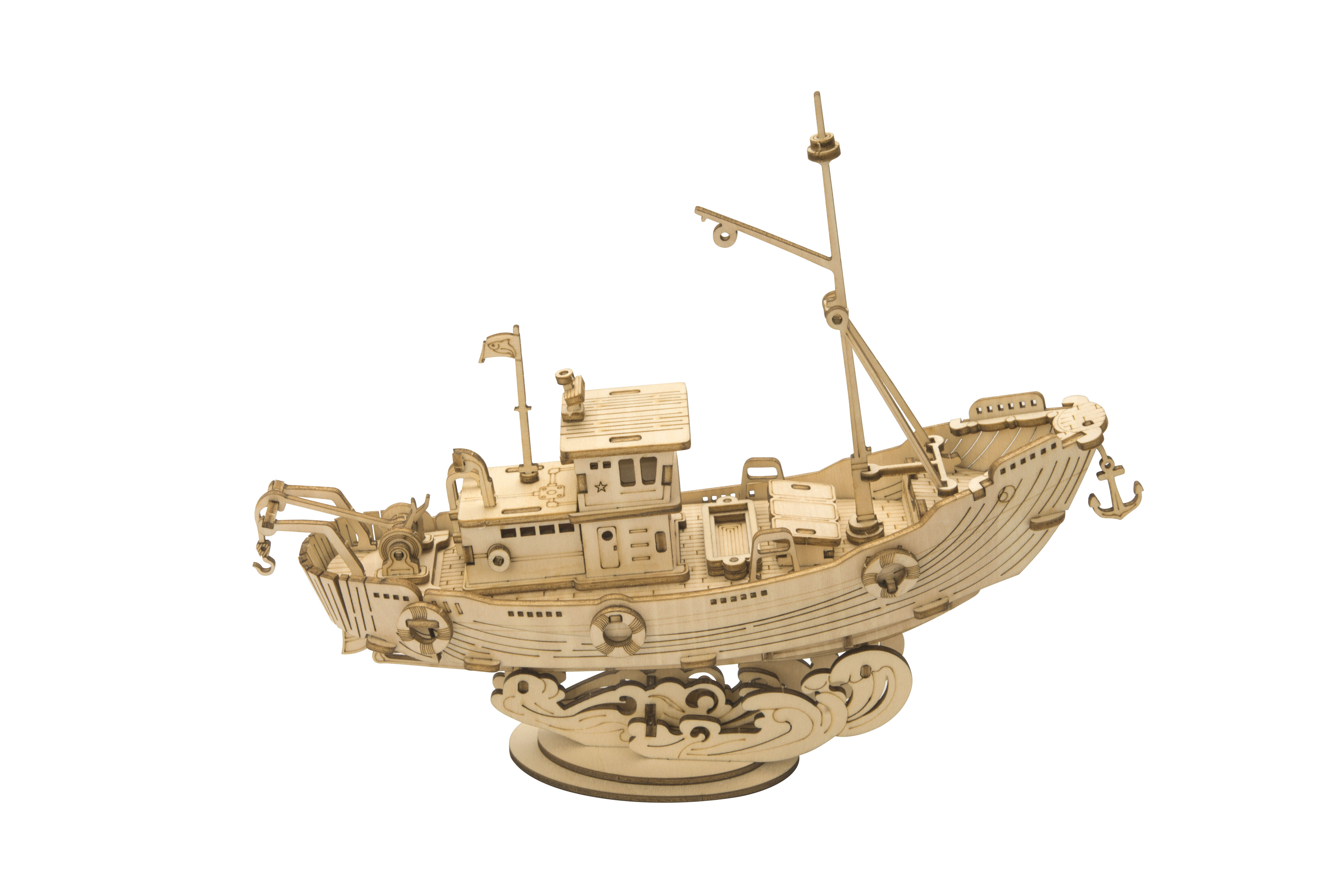 Quebra-cabeça 3D de madeira - Barco de pesca modelo Rolife TG308