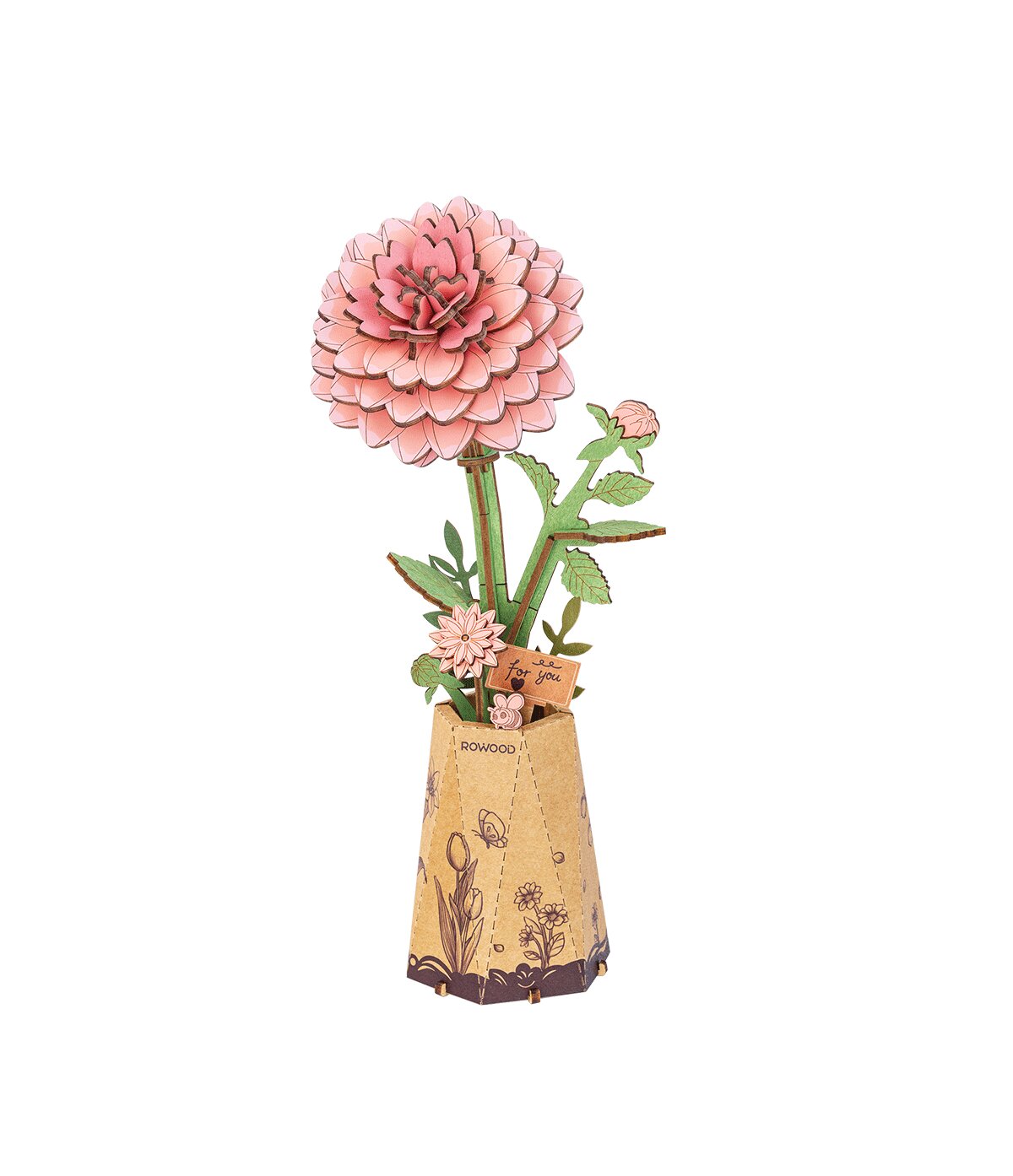 Quebra-cabeça 3D de madeira - Dália Rosa ROWOOD TW131