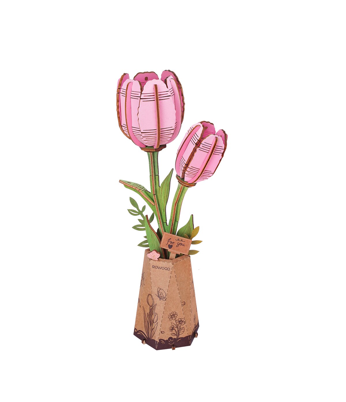 Wooden 3D puzzle - Pink tulip ROWOOD TW082