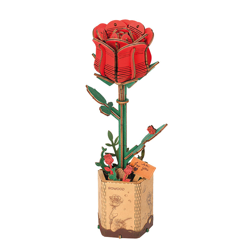 Wooden 3D puzzle - Red rose ROWOOD TW042