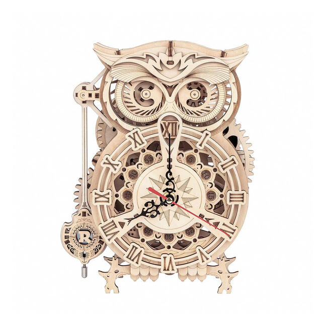 Wooden mechanical 3D puzzle - Clock owl ROKR LK503