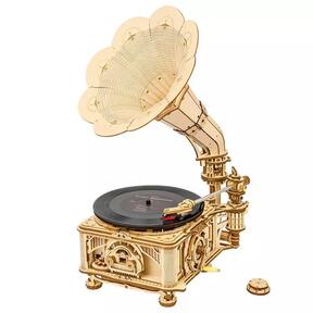 Wooden mechanical 3D puzzle - Electric record player ROKR LKB01D
