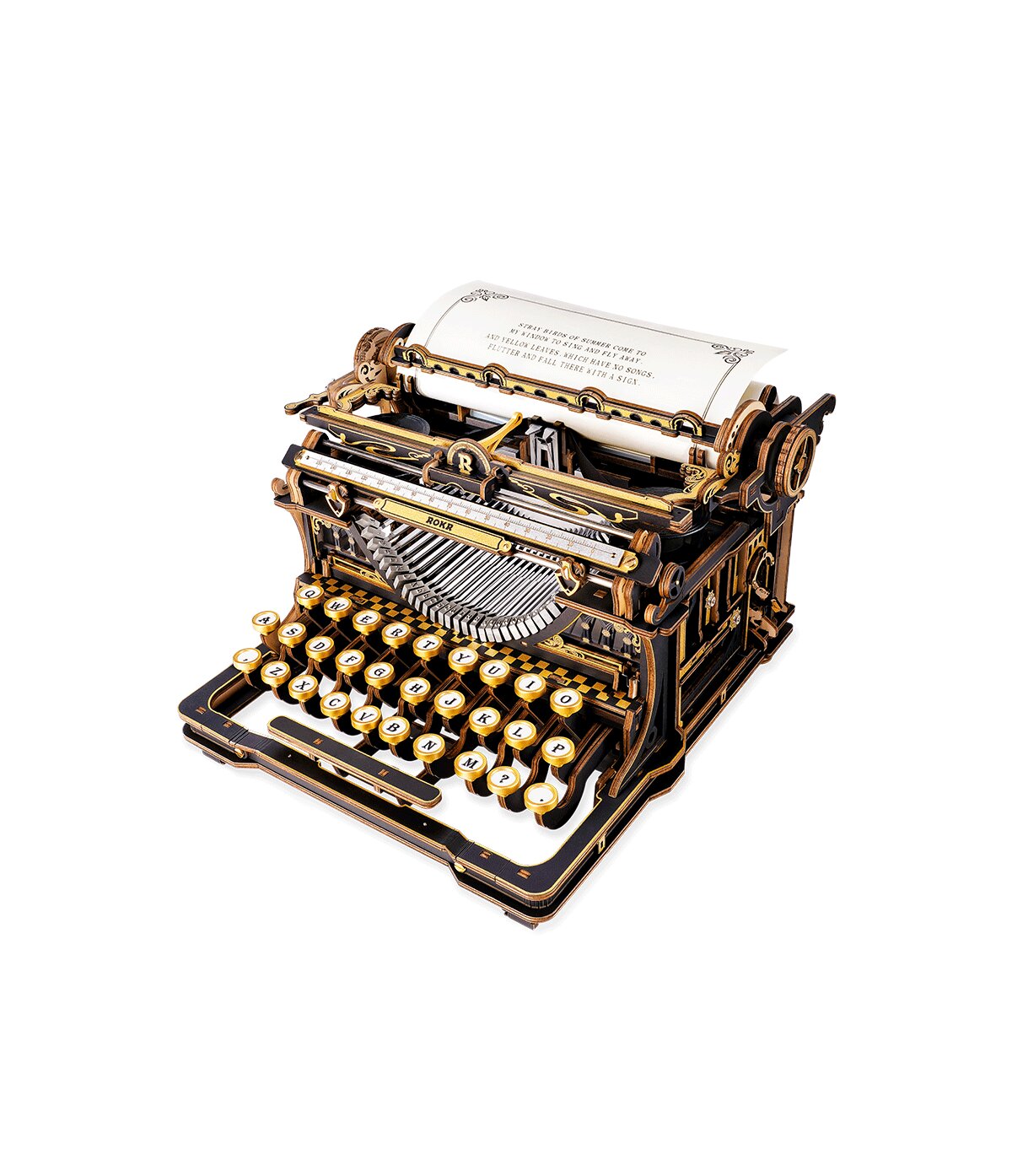 Wooden mechanical 3D puzzle - Mechanical typewriter (Classic version) ROKR LK703B