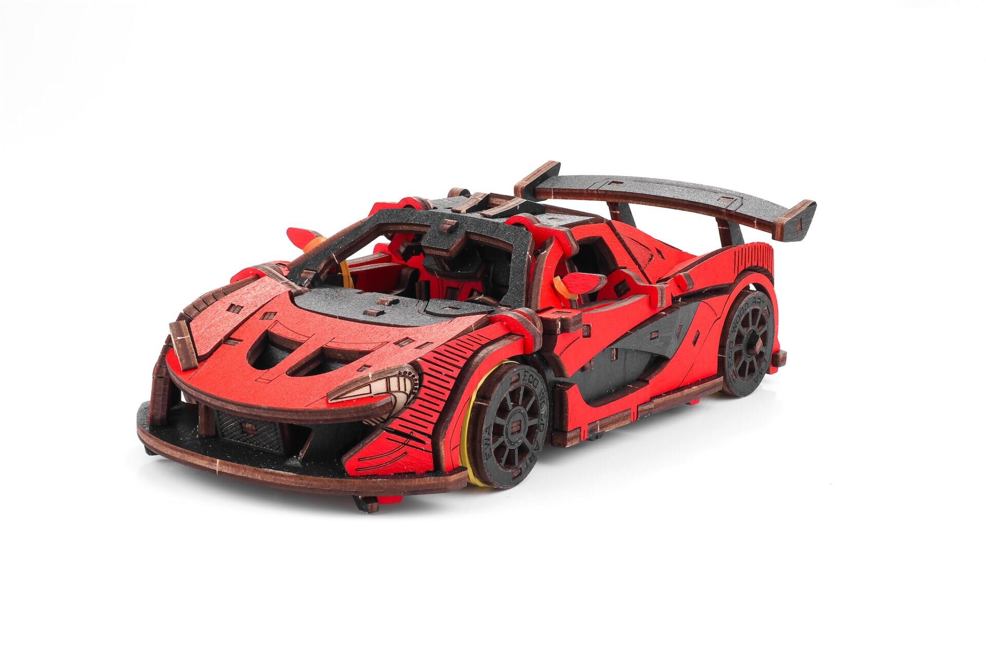 Wooden mechanical 3D puzzle - Red racing car Eco Wood Art