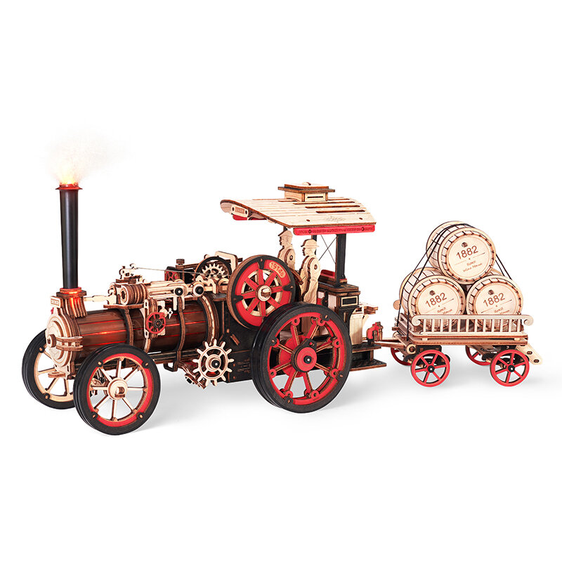 Wooden mechanical 3D puzzle - Steam engine ROKR LKA01